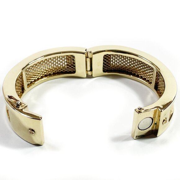 Vintage RLL RALPH LAUREN Bracelet Hinged Cuff Bangle Mesh Gold Tone Small - Picture 8 of 9